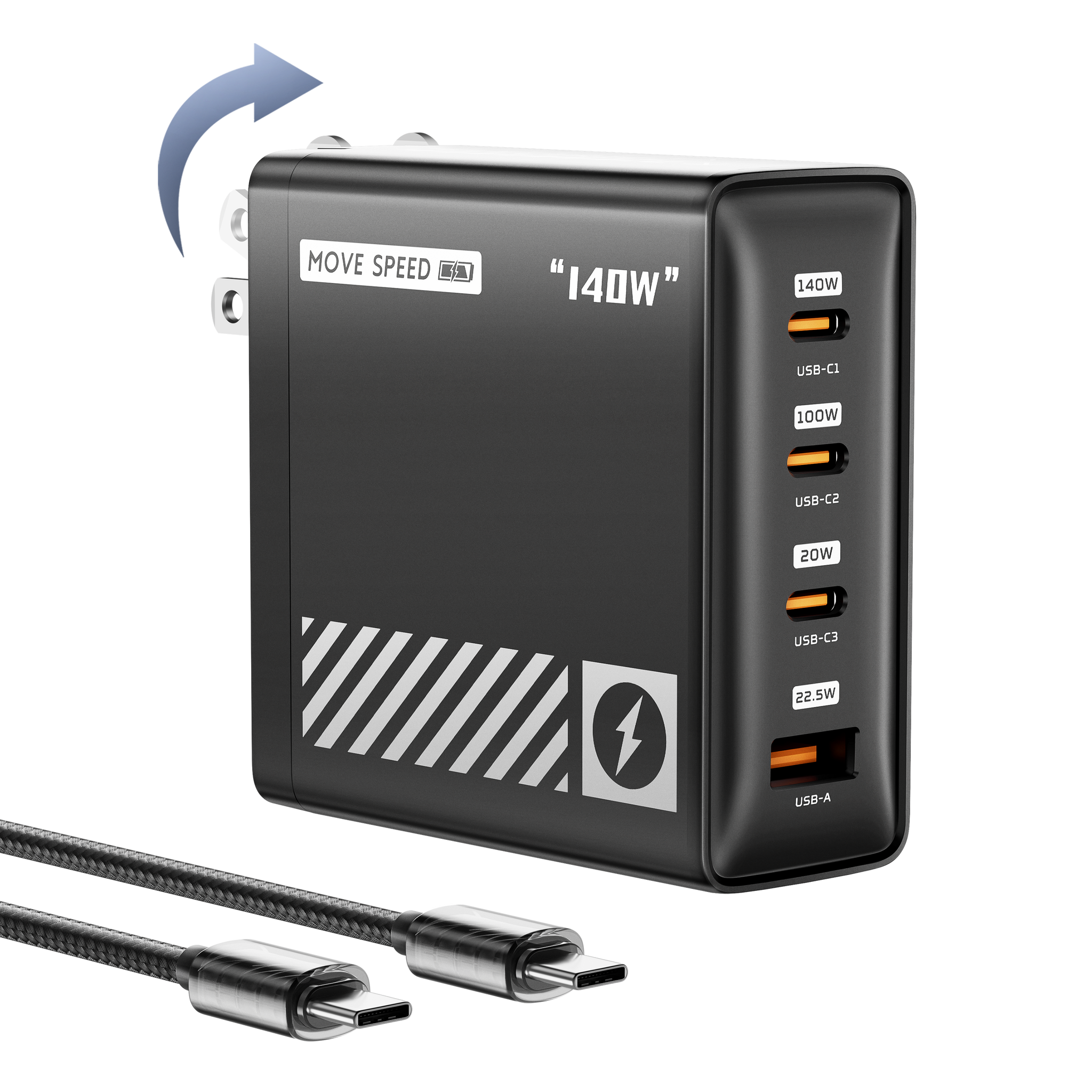 140W PD3.1 GaN 4-Port Charger product photo from 10000mAh